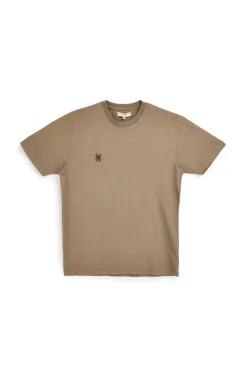 Braunes T-Shirt mit Rundhalsausschnitt einfarbig gesticktes Logo Pittarello tierra PT-M-T-9068