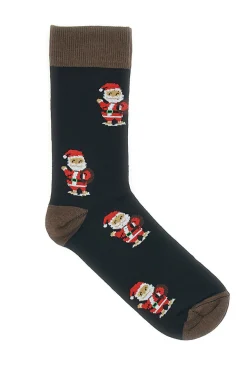 Calzini Neri Con Babbo Natale Taglia Unica Natalizi Crazy Socks 018