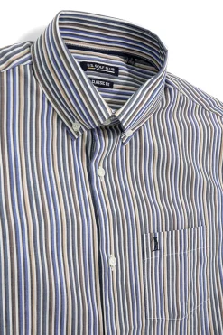 Camicia blu a righe con taschino Us golf CA2602