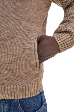 Cardigan beige con zip in misto lana No Limits MAJU021W25