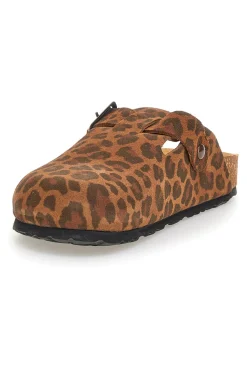 Ciabatte animalier con fibbia in vera pelle Tierra 335A013PR