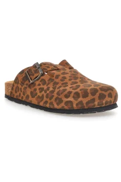 Ciabatte animalier con fibbia in vera pelle Tierra 335A013PR