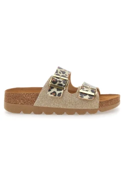 Ciabatte animalier oro con doppia fibbia PITTARELLO BIO 335P20630SR