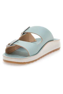 Ciabatte azzurre verde acqua con doppia fibbia e fondo comfort FLY FLOT 77077ZZ