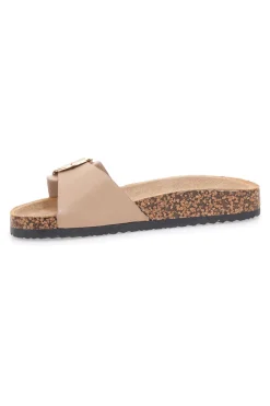 Ciabatte beige con fibbia e suola effetto sughero Me & Me 14168