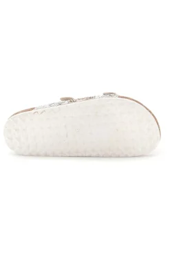 Ciabatte Beige con Strass e Doppia Fibbia Pitt kids 14501