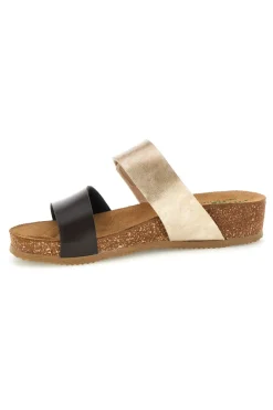 Ciabatte beige e marroni con sottopiede in vera pelle Pittarello Eco 293A485SR