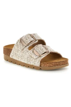 Ciabatte beige effetto intrecciato con sottopiede in vera pelle Pittarello Bio 335P20630SR
