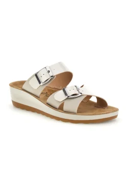 Ciabatte bianche con doppia fascia regolabile e zeppa Fly flot 90420k26hc