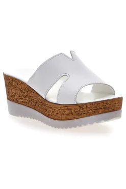 Ciabatte Bianche Con Fascia in Pelle e Platform Alto PITTARELLO 342070428
