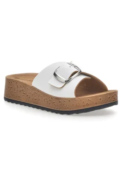 Ciabatte Bianche Con Fibbia e Platform In Pelle Inblu 38 Pk