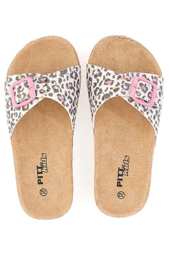 Ciabatte Bianche Leopardate Pitt Kids 14403