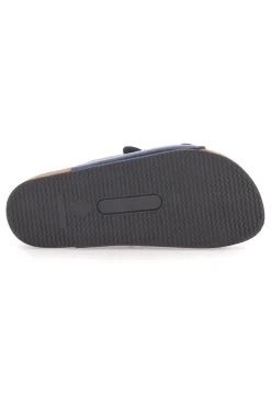 Ciabatte blu con doppia fibbia e sottopiede in pelle Made in Italy Pittarello Tierra 335A038SR