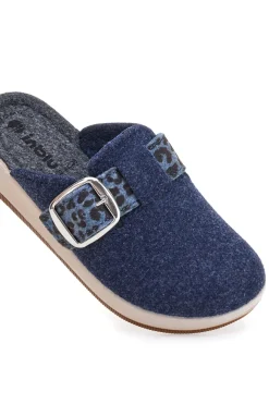 Ciabatte blu con fibbia leopardata e plantare anatomico Inblu 40 GC