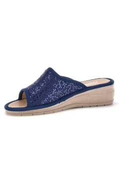 Ciabatte Blu con zeppa comfort Linea Comoda 7555