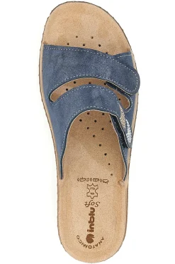 Ciabatte Blu Con Zeppa e Strappo in Velcro InBlu 2675