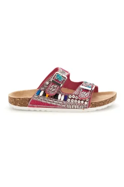 Ciabatte Bordeaux con Strass e Doppia Fibbia Pitt kids 14404