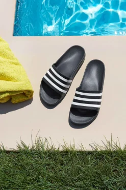 Ciabatte da Piscina nere con strisce Adidas Adilette Aqua