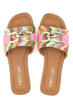 Ciabatte Flat Multicolor Con Morsetto Dorato First Lady 467