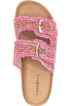 Ciabatte fucsia platform con perline multicolor Dame Rose APY66
