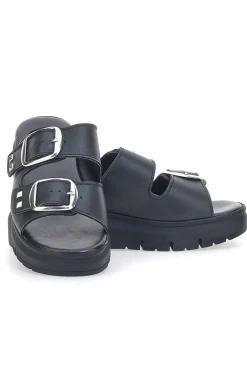Ciabatte in vera pelle nere con fibbie PITTARELLO LOVE 35801919