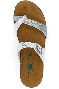 Ciabatte Infradito Bianche e Argento con Sottopiede in Pelle PITTARELLO ECO 293A311SR