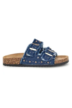 Ciabatte Jeans con borchie e brillantini Me & me 12502