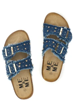 Ciabatte Jeans con borchie e brillantini Me & me 12502