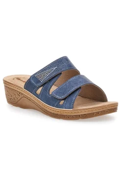 Ciabatte Jeans Con Strappi in Velcro Inblu 04 PV