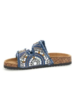 Ciabatte Jeans con strass e doppia fibbia Me & me 15613