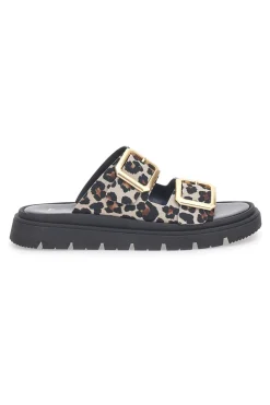 Ciabatte Leopardate Con Doppia Fascia Fibbia Dorata Pittarello Focus 19202