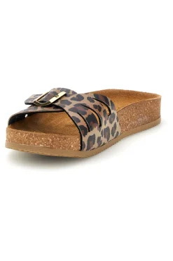 Ciabatte marrone animalier fascia incrociata Pittarello tierra 335A021SR