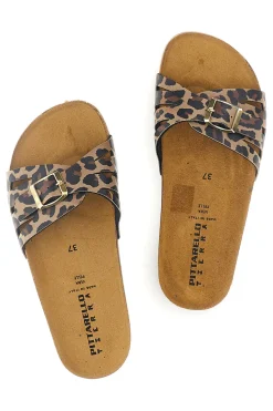 Ciabatte marrone animalier fascia incrociata Pittarello tierra 335A021SR