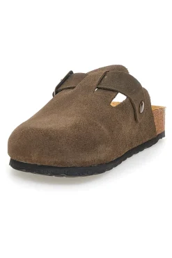 Ciabatte marrone scuro con fibbia in vera pelle PittarelloTierra 335A013PR