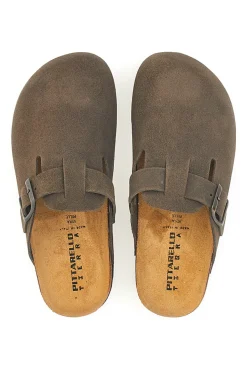 Ciabatte marrone scuro con fibbia in vera pelle PittarelloTierra 335A013PR