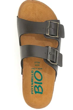 Ciabatte marroni con doppia fibbia con sottopiede in pelle PITTARELLO BIO 335P20630SR