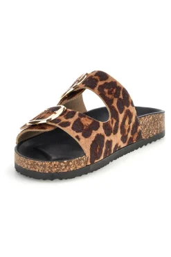 Ciabatte marroni e nere animalier con fibbie Me & Me 15614