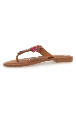 Ciabatte Marroni Infradito con Perline Fun Beach 468