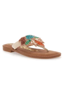 Ciabatte Marroni Infradito con Perline Fun Beach 468