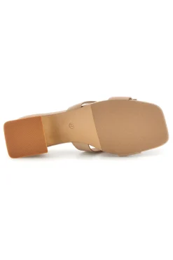 Ciabatte Mules beige con tacco basso e fascia decorativa Laura biagiotti 9730