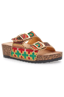 Ciabatte multicolor platform con dettagli etnici Dame Rose APY65