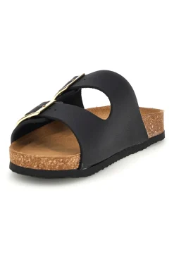 Ciabatte nere con doppia fascia regolabile Made in Italy in vera pelle Superga S31T823