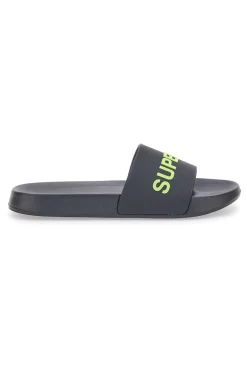 Ciabatte nere con fascia e logo verde da uomo Superga S24U433