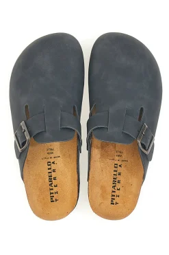 Ciabatte nere con fibbia in vera pelle Pittarello Tierra 335A013PR