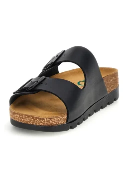 Ciabatte nere con sottopiede in vera pelle Pittarello Bio 335P20630SR