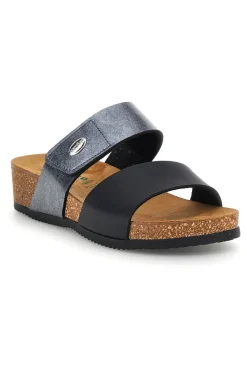 Ciabatte nere e grigie con sottopiede in vera pelle Pittarello Eco 293A485SR