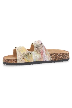 Ciabatte oro multicolor con doppia fibbia e suola effetto sughero PRIMA RIGA 14601