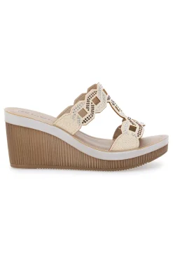 Ciabatte Platino Con Zeppa e Strass Inblu 34 As