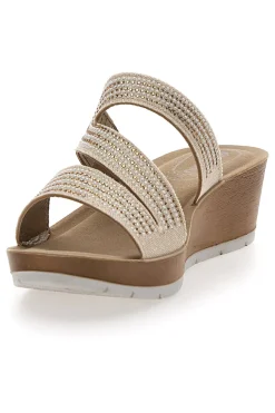 Ciabatte Platino con Zeppa e Strass Inblu 18 RN