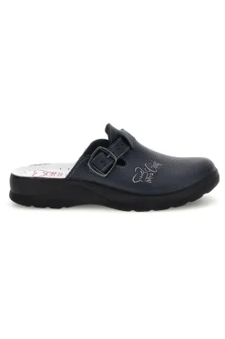 Ciabatte professionali blu in vera pelle Made in Italy Mrs Chef 8005